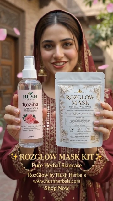 Roz Glow Mask Kit – Herbal Face Mask + Saffron Rose Water