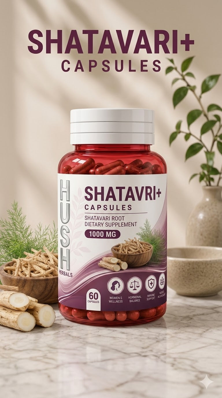 Hush Herbals Shatavari+ Capsules 1000mg – 60 Capsules