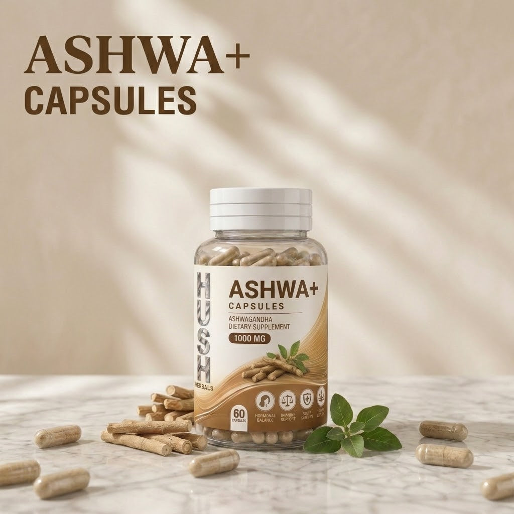 Hush Herbals Ashwa+ Capsules 1000mg – Premium Ashwagandha Formula